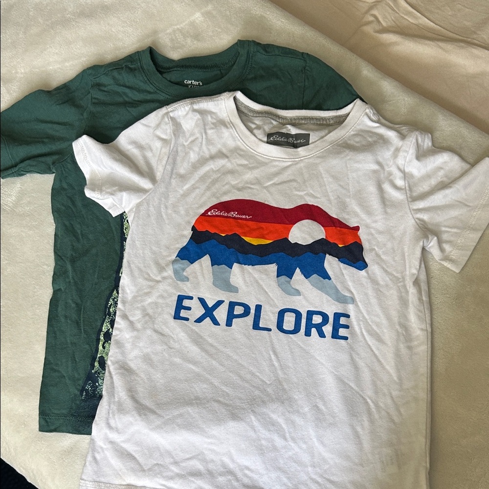 6T - Eddie Bauer Kids' White and Blue Explore Bear T-Shirt